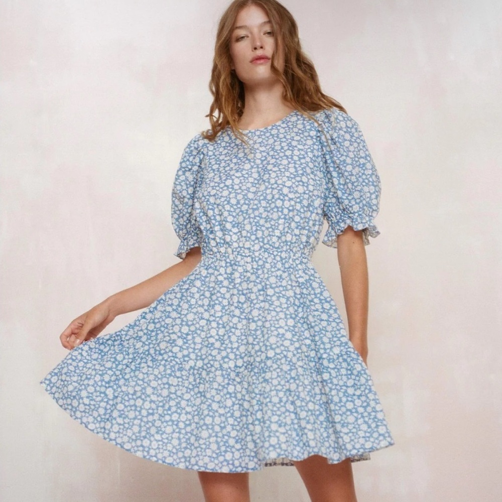 Christy Dawn Haiden Dress in Blue Calendula Floral, Size XS